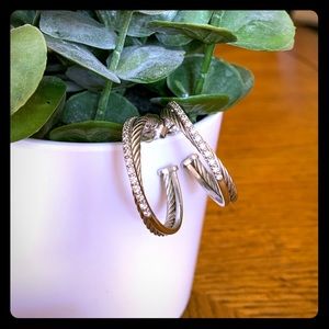 David Yurman Crossover hoop earrings with diamonds